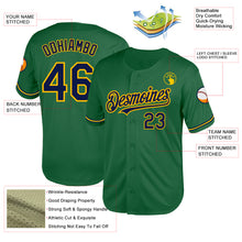Load image into Gallery viewer, Custom Kelly Green Navy-Yellow Mesh Authentic Throwback Baseball Jersey
