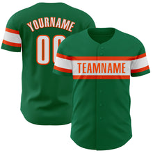 Load image into Gallery viewer, Custom Kelly Green White-Orange Authentic Baseball Jersey
