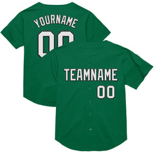Load image into Gallery viewer, Custom Kelly Green White-Black Mesh Authentic Throwback Baseball Jersey

