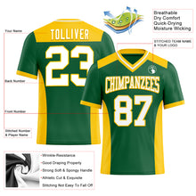 Load image into Gallery viewer, Custom Kelly Green White-Yellow Authentic Football Jersey
