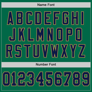 Custom Kelly Green Navy-Old Gold Mesh Authentic Throwback Football Jersey