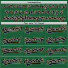Load image into Gallery viewer, Custom Kelly Green Navy-Old Gold Authentic Throwback Baseball Jersey
