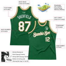 Load image into Gallery viewer, Custom Kelly Green White-Old Gold Authentic Throwback Basketball Jersey
