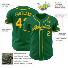 Load image into Gallery viewer, Custom Kelly Green Gold Authentic Baseball Jersey
