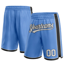 Load image into Gallery viewer, Custom Light Blue White-Black Authentic Basketball Shorts
