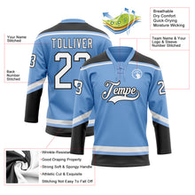 Load image into Gallery viewer, Custom Light Blue White-Black Hockey Lace Neck Jersey
