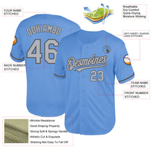 Load image into Gallery viewer, Custom Light Blue Gray-Steel Gray Mesh Authentic Throwback Baseball Jersey
