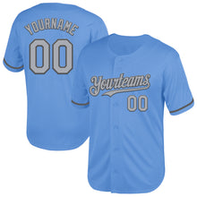 Load image into Gallery viewer, Custom Light Blue Gray-Steel Gray Mesh Authentic Throwback Baseball Jersey
