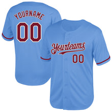 Load image into Gallery viewer, Custom Light Blue Crimson-White Mesh Authentic Throwback Baseball Jersey
