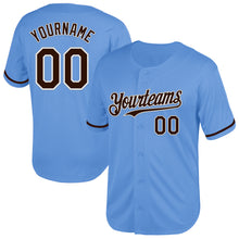 Load image into Gallery viewer, Custom Light Blue Brown-White Mesh Authentic Throwback Baseball Jersey
