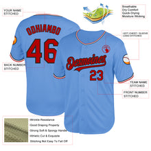 Load image into Gallery viewer, Custom Light Blue Red-Black Mesh Authentic Throwback Baseball Jersey

