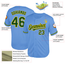 Load image into Gallery viewer, Custom Light Blue Green-Yellow Mesh Authentic Throwback Baseball Jersey
