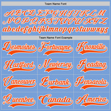 Load image into Gallery viewer, Custom Light Blue Orange-White Hockey Lace Neck Jersey
