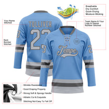 Load image into Gallery viewer, Custom Light Blue Gray-Steel Gray Hockey Lace Neck Jersey
