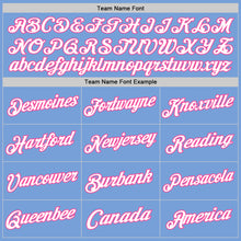 Load image into Gallery viewer, Custom Light Blue White-Pink Authentic Throwback Basketball Jersey
