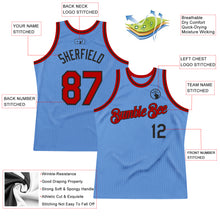 Load image into Gallery viewer, Custom Light Blue Red-Black Authentic Throwback Basketball Jersey
