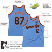 Load image into Gallery viewer, Custom Light Blue Black-Orange Authentic Throwback Basketball Jersey
