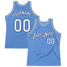 Load image into Gallery viewer, Custom Light Blue White-Royal Authentic Throwback Basketball Jersey
