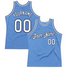 Load image into Gallery viewer, Custom Light Blue White-Navy Authentic Throwback Basketball Jersey
