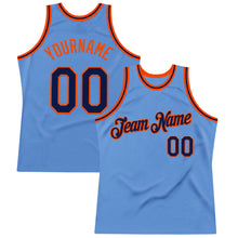 Load image into Gallery viewer, Custom Light Blue Navy-Orange Authentic Throwback Basketball Jersey
