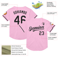 Load image into Gallery viewer, Custom Light Pink Black Mesh Authentic Throwback Baseball Jersey
