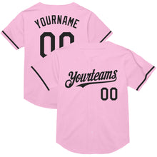 Load image into Gallery viewer, Custom Light Pink Black Mesh Authentic Throwback Baseball Jersey
