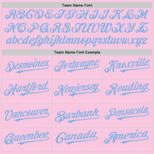 Load image into Gallery viewer, Custom Light Pink Light Blue Mesh Authentic Throwback Baseball Jersey
