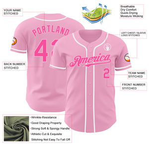 Custom Light Pink Pink-White Authentic Baseball Jersey