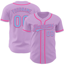 Load image into Gallery viewer, Custom Light Purple Light Blue-Pink Authentic Baseball Jersey
