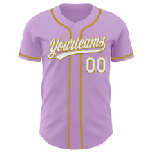 Load image into Gallery viewer, Custom Light Purple White-Old Gold Authentic Baseball Jersey
