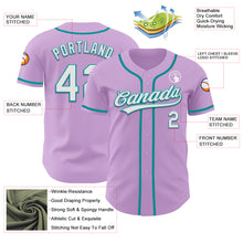Load image into Gallery viewer, Custom Light Purple White-Teal Authentic Baseball Jersey
