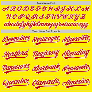 Custom Light Yellow Red-White Authentic Baseball Jersey