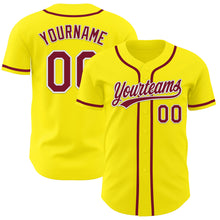 Load image into Gallery viewer, Custom Light Yellow Crimson-White Authentic Baseball Jersey
