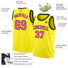Load image into Gallery viewer, Custom Light Yellow Pink-Black Authentic Basketball Jerse
