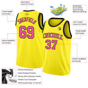 Custom Light Yellow Pink-Black Authentic Basketball Jerse