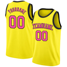 Load image into Gallery viewer, Custom Light Yellow Pink-Black Authentic Basketball Jerse
