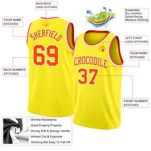 Custom Light Yellow Orange-White Authentic Basketball Jerse