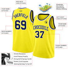 Load image into Gallery viewer, Custom Light Yellow Navy-White Authentic Basketball Jersey

