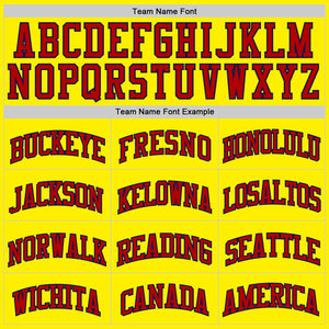 Custom Light Yellow Red-Navy Authentic Basketball Jerse