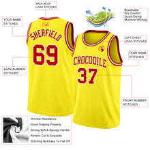 Load image into Gallery viewer, Custom Light Yellow Red-White Authentic Basketball Jersey
