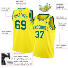 Load image into Gallery viewer, Custom Light Yellow Kelly Green-White Authentic Basketball Jersey
