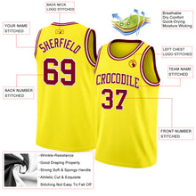 Load image into Gallery viewer, Custom Light Yellow Maroon-White Authentic Basketball Jersey
