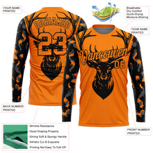 Load image into Gallery viewer, Custom Bay Orange Black-Camo 3D Animal Deer Hunting Long Sleeve Performance T-Shirt

