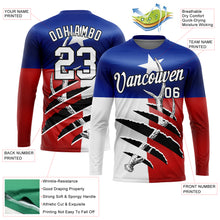 Load image into Gallery viewer, Custom Royal Red-Black 3D Animal Deer Hunting Texas Flag Long Sleeve Performance T-Shirt
