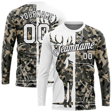Load image into Gallery viewer, Custom Camo White-Black 3D Animal Deer Hunting Long Sleeve Performance T-Shirt
