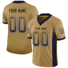 Load image into Gallery viewer, Custom Old Gold Navy-White Drift Fashion Football Jersey
