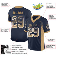 Load image into Gallery viewer, Custom Navy Old Gold-White Drift Fashion Football Jersey
