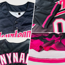 Load image into Gallery viewer, Custom Black Neon Pink-Aqua 3D Pattern Design Gradient Style Twinkle Star Authentic Baseball Jersey
