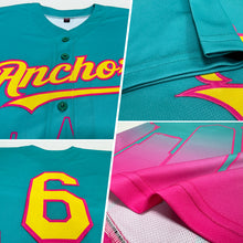 Load image into Gallery viewer, Custom Aqua Yellow-Pink 3D San Diego City Edition Fade Fashion Authentic Baseball Jersey
