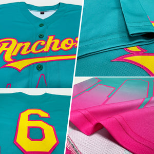 Custom Aqua Yellow-Pink 3D San Diego City Edition Fade Fashion Authentic Baseball Jersey